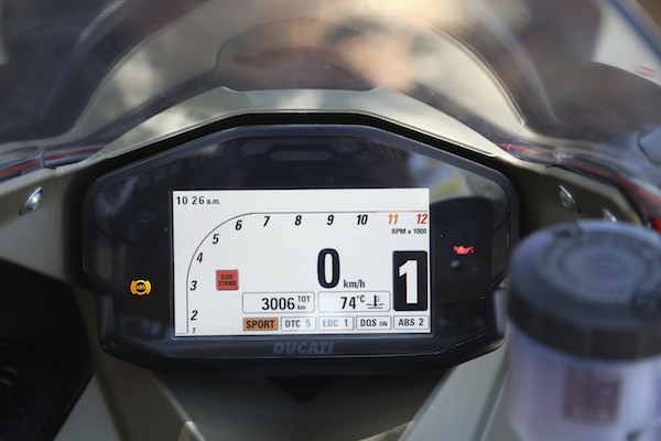 Simple looking dash belies the fact the Panigale is one of the most technically advanced motorcycles ever made.