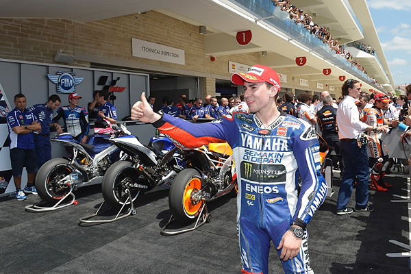 Jorge Lorenzo is all smiles - and why wouldn't he - his 100th podium finish.